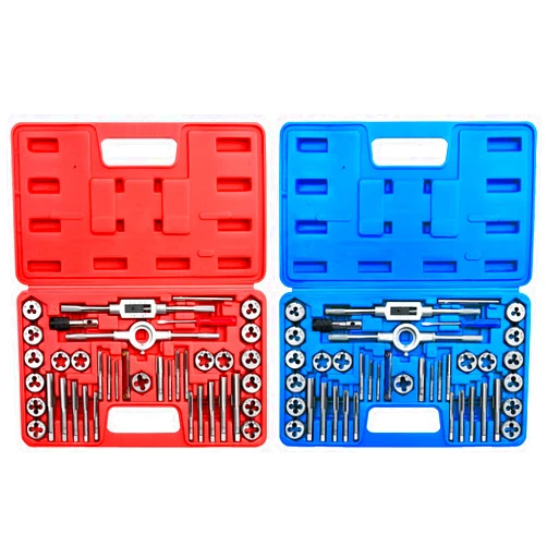 EFFICERE 80-Piece Premium SAE and Metric Tap and Die Set - SAE Inch Size #4 to 1/2” and Metric Size M3 to M12, with Coarse, Fine and Pipe Threads | Essential Threading Kit with Complete Handles and Accessories