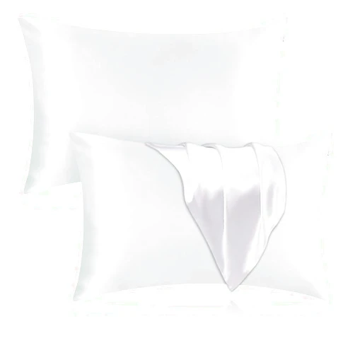 Veaken Silk Pillowcase for Hair and Skin, 2 Pack 100% Mulberry Silk Pillowcase 25 Momme, 600 Thread Count, Both Side Pure Silk Pillow Cover with Hidden Zipper (White, Standard 20''×26'')
