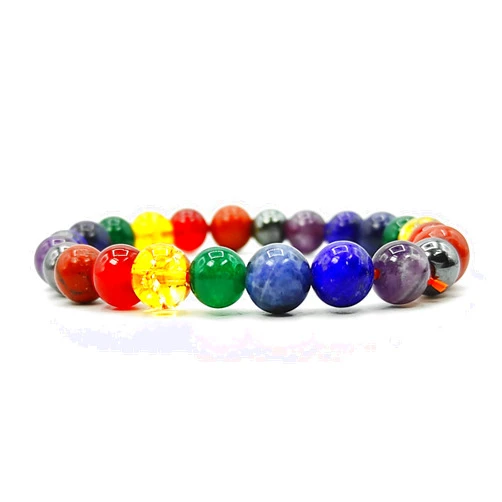 Dazzling Crystal Exports Optimum Seven Chakra Gemstone Bracelet Handmade Crystal Healing Aura Combo Bracelets
