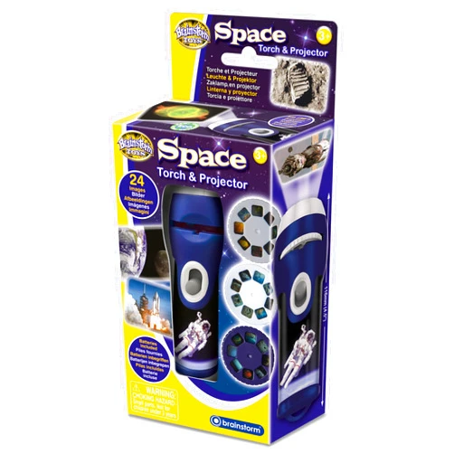 Brainstorm Toys: Space Torch and Projector, Creates Clear, Precise Images up to One Metre Wide, Fun Project Doubles as Handy Torch Flashlight, STEM, For Ages 3 and up