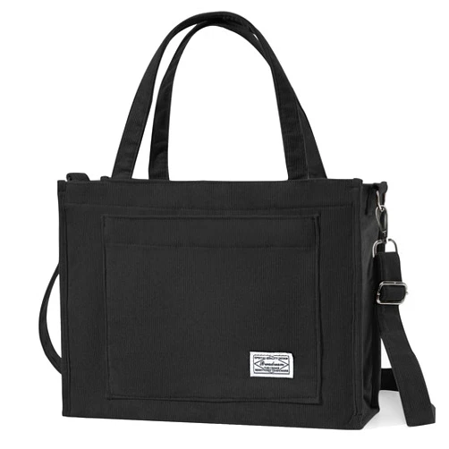 VADOO Tote Bag for Women, Corduroy Handbag Bag with Zipper Fashion Shoulder Crossbody Satchel Bag Hobo bag with Pockets