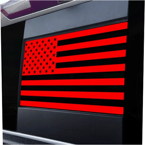 BocaDecals Rear Middle Window American Flag Decal Sticker Accessory Compatible with and Fits 2019-2023 Chevy Silverado and 2019-2022 GMC Sierra (Red)
