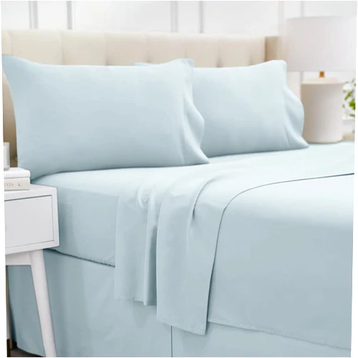 lalaLOOM Twin Bed Sheet Set, Soft Microfiber Hotel Luxury Bedding, Extra Deep Pocket, 3 Piece Sheets and Pillowcase Sets, Breathable Wrinkle, Fade Resistant, Easy Care Machine Washable Linen, Sea Blue