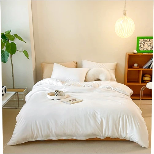 CLOTHKNOW White Comforter Set Queen 3Pcs White Bedding Comforter Sets White Bed Comforter Sets Solid White Queen Bedding Sets White Queen Size Comforter Sets