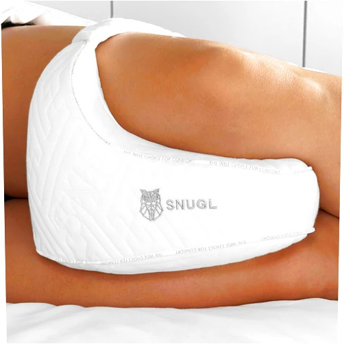 SNUGL Knee Pillow for Sleeping on Side | Memory Foam Knee Pillow for Knee Pain, Leg Elevation Pillow with Strap Helps Relieve Pain from Sciatica, Nerves, Leg, Back, Hips - Knee Cushion for Pregnancy