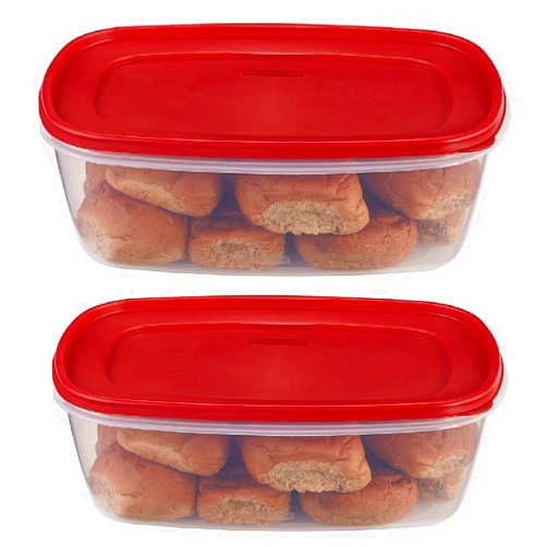 Rubbermaid 071691405382 food, 2 pack, clear with red lid