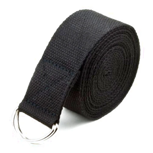212 Main 8 ft. Cotton Yoga Strap with Metal D-Ring Black