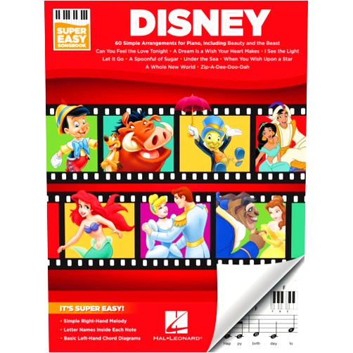 Disney Super Easy Songbook | Easy Piano Sheet Music for Beginners | 60 Classic Disney Songs with Lyrics and Chord Diagrams | Piano Music Book for Kids Students and Teachers | Fun Learning Gift