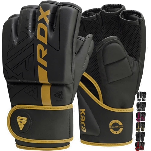 RDX MMA Gloves Grappling Sparring, Pre-Curved Mixed Martial Arts Mitts Men Women Boxing Gloves, Maya Hide Leather Kara Cage Fighting Workout, Combat Sports Training, Muay Thai, Punching Bag Kickboxing