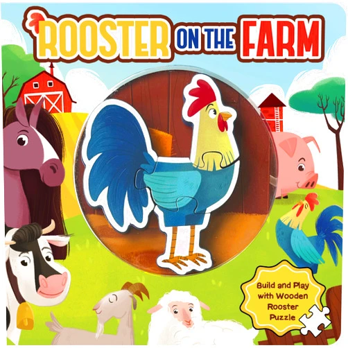 By Kathi Gunio (Author), Elisa Varetti (Illustrator) Little Hippo Books Rooster on the Farm | Interactive Toddler Toy and Book with Wooden Puzzle for Kids and Baby | Farm Puzzle Wooden Toy Plus Board ... Farm Animal Baby Book with Wooden Toy Puzzle