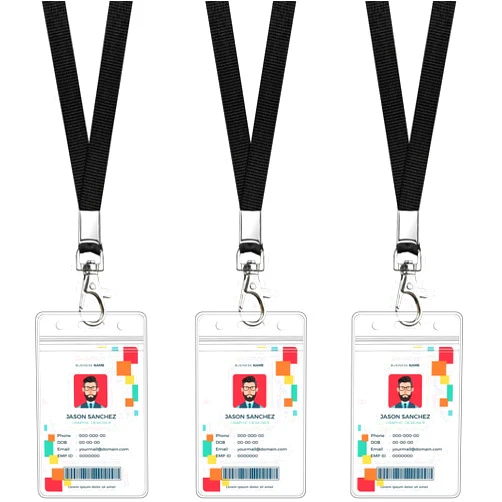 Koorito 3 Pack Clear ID Badge Holder with Lanyard Black Neck Lanyards with Vertical Waterproof ID Badge Holder for Office, School, Travel