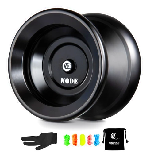 MAGICYOYO Magic Yoyo Professional Unresponsive Yoyo Y01 Node, Metal Aluminum Yo Yo for Advanced Player, Superior Stable, + 30% Sleep Time, + 5 Replacement Yoyo Strings, Yoyo Bag, Glove (Black)