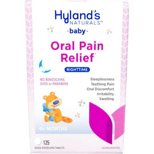 Hyland's Baby Nighttime Soothing Tablets with Chamomilla, Natural Relief of Oral Discomfort, Irritability, and Swelling, Up to 62 Doses (Pack of 1, 125 Count Total)