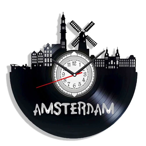 Orlybar Amsterdam Netherlands Wall Clock Vinyl Record Wall Art 12 Inches Home Decoration Travel Souvenir Gifts