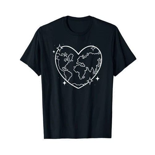 Bäume Wald, Natur Geschenke, lustige Sprüche World Map in Heart Nature Protection Design for Men Women Children T-Shirt