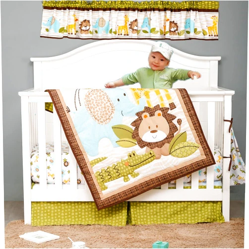 Generic Woodland Forest Animal Crib Bedding Set for Boys 8 Pieces Baby Boy Cot Bedding Set