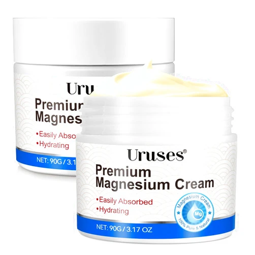 Uruses 2PCS Magnesium Cream, Magnesium Lotion, Topical Magnesium Chloride, Highly Concentrated Magnesium for Leg, Muscle, Joint Care, Magnesium Oil Cream with Pure Zechstein Magnesium