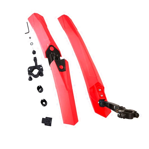 ZRLLMJZX Bike Mudguard,Portable Adjustable Mud Guard, Universal ycle Mudguard Set Front and Rear Adjustable Set for MTB, Road Bike, Durable ycle Accessories(Color:Rood)