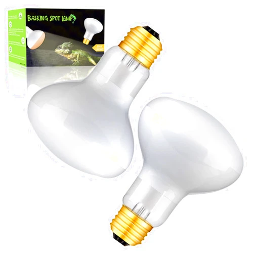 HANJION 2 Pack 75W Reptile UVA Infrared Basking Spot Lamp, Sun Glow Daylight Heat Bulb, Soft White Glass Light for Reptile & Amphibian, Bearded Dragon, Lizard, Tortoise, Hedgehogs