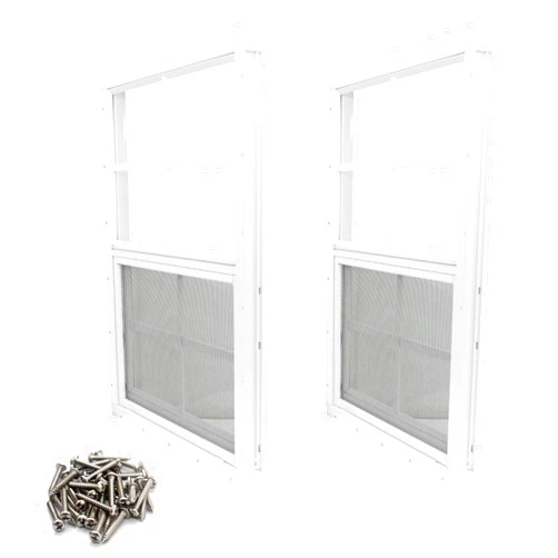 NeatiEase 2 Pack Shed Window, 12 x 18 Flush Mount Window with Tempered Glass and Fiberglass Screen for Shed, Chicken Coop, Playhouse, Household, Garage