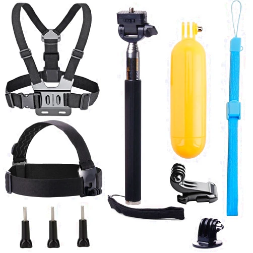 VVHOOY Universal Action Camera Accessories Bundle Head Chest Strap Mount/Selfie Stick/Floating Hand Grip Compatible with Dragon Touch/AKASO EK7000 Brave 4 5 6 7 LE V50X/GoPro Hero 12 11 10 9 8 7