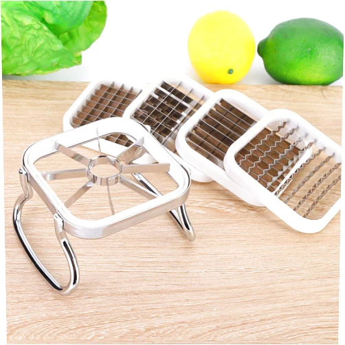 Tbest French Fries Hand Cutter,French Fry Cutter Stainless Steel Potato Slicer Seasoning & Tools 5In 1 Stainless Steel Potatoes Fruit Cutter Chipper Chopper Maker French Fry Tool