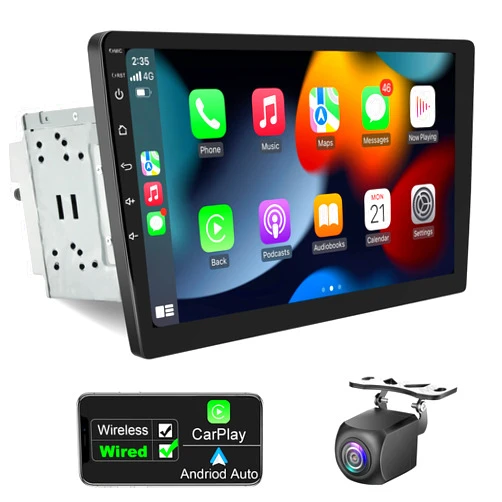 Woibugee Double Din Car Stereo Touchscreen - 10 Inch Floating Car Radio with Bluetooth QLED Touch Screen, Detachable Car Audio Receiver Compatible Wireless CarPlay Android Auto GPS Navigation Backup Camera
