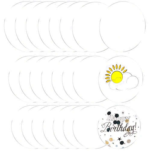 BOYIVI 24 Pieces Clear Acrylic Circles Sheet Acrylic Round Disc Transparent Acrylic Blank Plastic Disc for Cake Holders Coasters Picture Frame Painting Art Project DIY Crafts Name Cards and Engraving