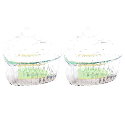 Lurrose 2pcs Nail Art Glass Cup Nail Glass Container with Lid for Liquid Powder Dish(Heart Shape)