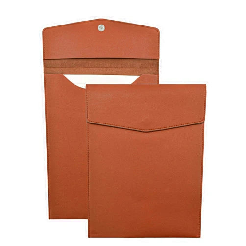 VANRA 1 Piece PU Leather File Folder Vertical A4 Document Holder File Envelope Waterproof Leather Portfolio Case Filing File Organizer for Letter Size with Magnetic Button Closure (Brown)