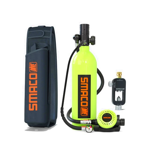 SMACO Scuba Tank Diving Gear for Diver 1L Mini Scuba Tank up to 20 Minutes Dive Time Small Emergency Backup Diving Tank Kit for Underwater Exploration Rescue Pony Bottle S400 Pro