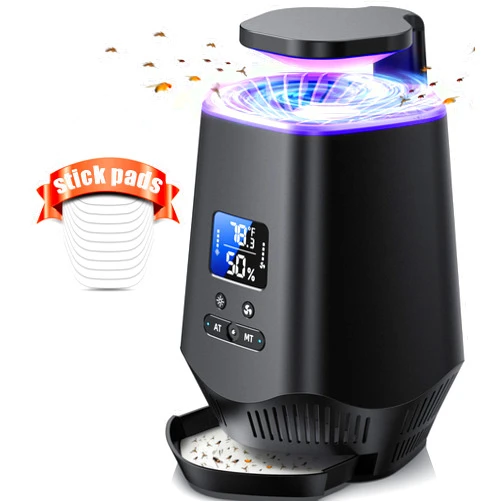 Fooxem Fruit Fly Traps for Indoors, Smart 2 in 1 Gnat Traps for House Indoor, Bug Zapper Indoor for Home House Plants Moths Mosquitos Pest Control with 10PCS Refill, Black