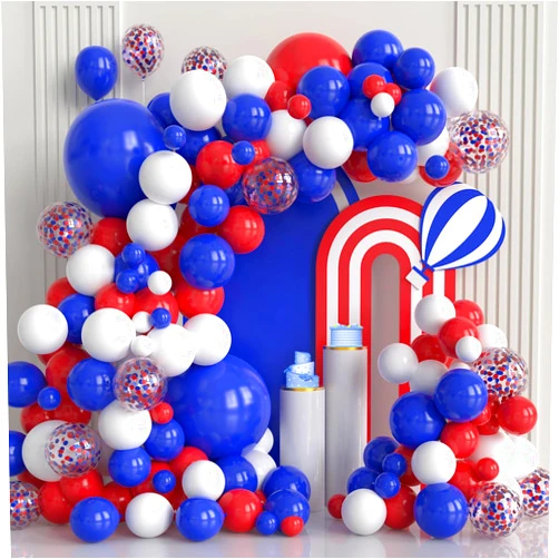 DEETUULET Red White and Blue Balloons Garland Arch Kit, 102pcs Royal Blue White Red Confetti Latex Balloons for 4th of July Graduation Birthday Nautical Patriotic Baseball Theme Decorations…