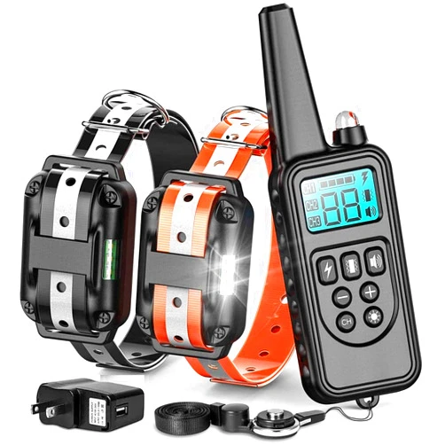 GLEMEB Shock Collars for 2 Dogs with Remote,Waterproof Training E Collar with 4 Training Modes Light Shock Vibration Beep for Medium and Large Breed Dogs,Long Range up to 2600Ft