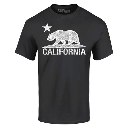 shop4ever California Distressed White Bear T-Shirt Cali Shirts