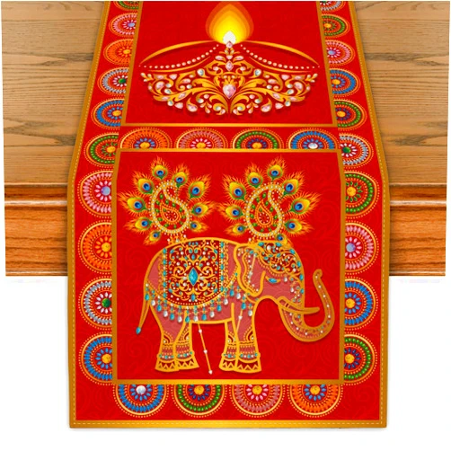 Yarcooly Happy Diwali Decorations for Home Diwali Table Runner Indian Peacock Deepawali Decor Indian Wedding Decorations for Home