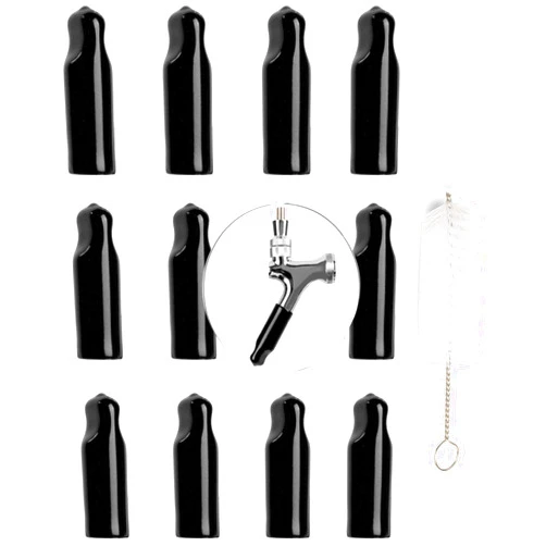 LEGERM Beer Tap Cover Draft Faucet Keg Caps Rubber Tap Soother Sanitary Nipple Cover with Brush 12+1 Pcs