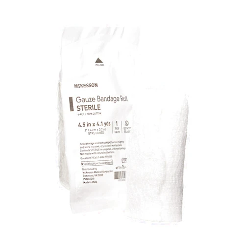 McKesson Sterile 6-Ply Cotton Fluff-Dried Gauze Bandage Roll, 4.5 inches x 4.1 Yards, 100 Count