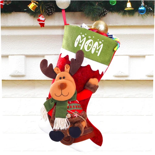 Novgarden Personalized Christmas Stockings, Custom Name Christmas Stocking with 3D Snowman/Elk/Santa Claus Doll, 22
