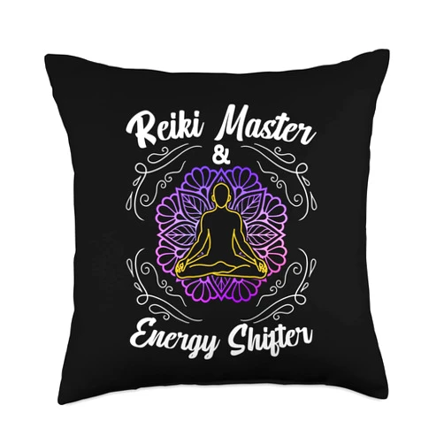 Energy Healing Reiki Master Yoga Gift Idea Reiki Master And Energy Shifter Healing Hands Chakra Healer Throw Pillow