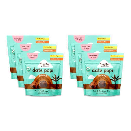 Joolies, Date Pops, Brownie (3.5 Ounce, Pack of 6) - Gluten Free, Kosher, USDA Organic, Cake Pop Alternative