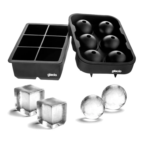 glacio Ice Cube Mold Combo – Large Silicone Maker for Whiskey and Cocktails – Perfect for Craft, Whiskey Ice Balls, and Cocktail Cubes