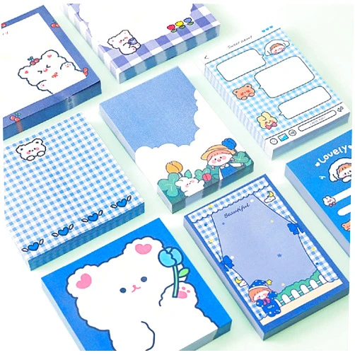 Shopdp Sticky Notes Cute Bear Cartoon Note Pads for Office School Home, 80 Sheets/Pad, 8 Pads/Pack