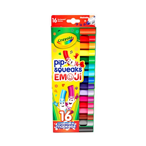 Crayola Emoji Pip Squeaks Washable Markers (16ct), Toddler Mini Stamper Marker Set, Coloring Supplies for Toddlers, Gift for Kids