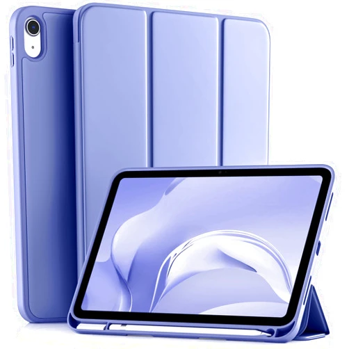 Akkerds Compatible with iPad 10th Generation Case 10.9 Inch 2022 with Pencil Holder, Slim Trifold Stand Protective Cover with Soft TPU Back for iPad Case 10th Generation, Auto Sleep/Wake, Blue Purple