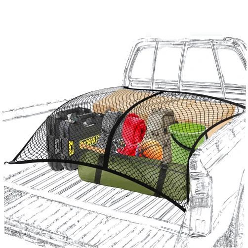 Zelvot Cargo Net for Pickup Truck Bed, 2 in 1 Truck Bed Net Tailgate Storage Truck Cargo Net, 4.3' x 4' Stretches to 8.6' x 8' Pickup Truck Bed Net Organizer Suitable for Daily Light Loads of Trucks