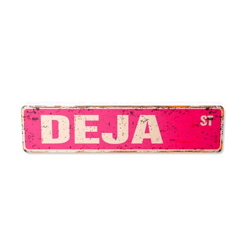 SignMission DEJA Vintage Aluminum Street Sign Childrens Name Room Metal Sign rustic metal tin | Indoor/Outdoor | 18
