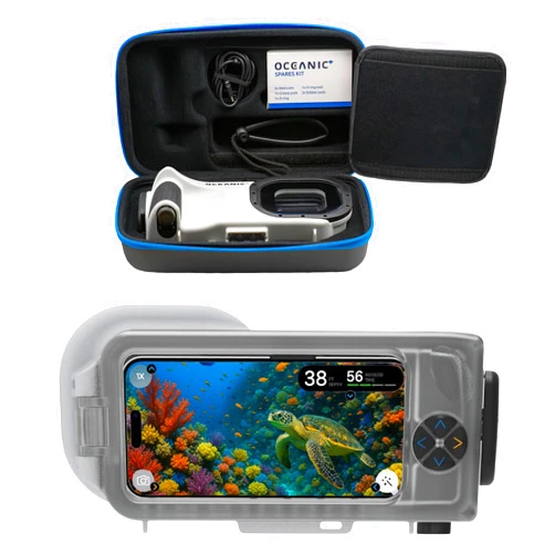 OCEANIC+ iPhone Waterproof Case for Snorkeling & Diving, Turn Your iPhone into a Waterproof Scuba Camera & Computer, Depth to 196ft &100h Run Time, Compatible w/iPhones Running iOS 26 up to16 Pro Max