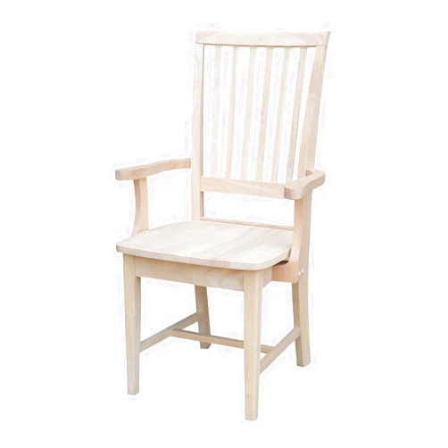 IC INTERNATIONAL CONCEPTS International Concepts Mission Side Chair with Arms, Unfinished