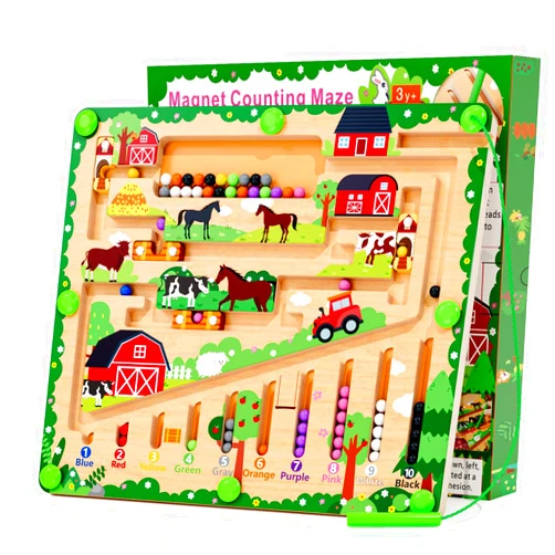Zhiwuzhu Magnetic Color and Number Maze, Montessori Wooden Toys for Ages 2-4,Sensory Toys,Fine Motor Skills Toys for Boys Girls 3-5 Years Old